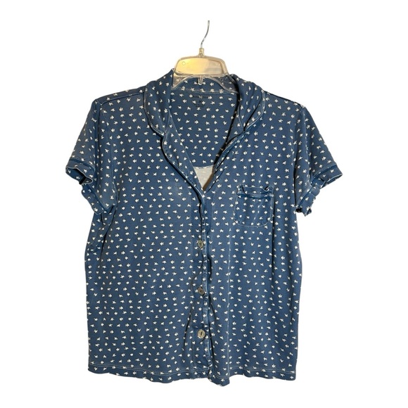 Roller Rabbit Blue Starry Night Pajama Shirt Pima Cotton Size Medium - Picture 1 of 6